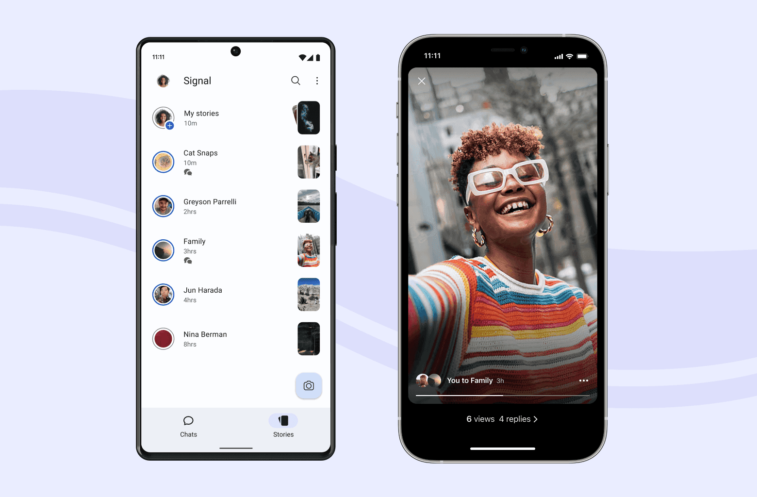 Signal's new Stori
es feature